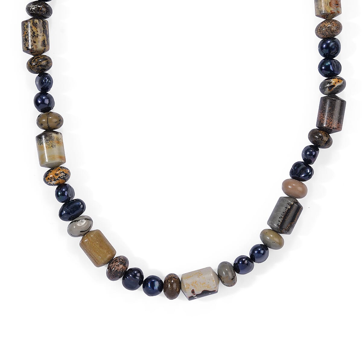 EverTrue Jasper, Blue Pearl Necklace (18 Inches) in Platinum Bond 140.00 ctw