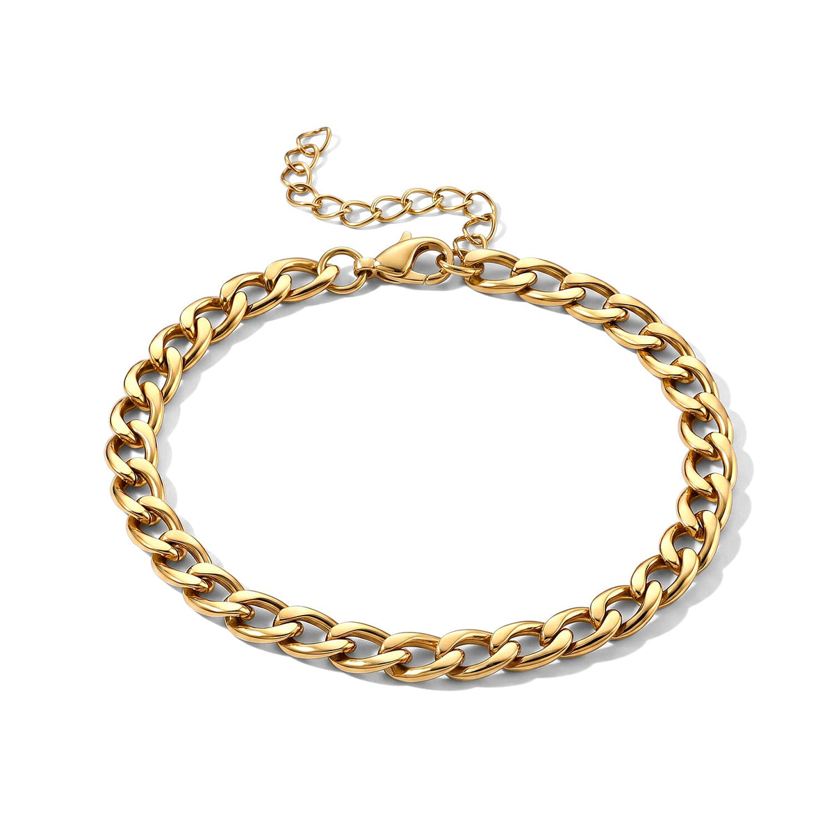 ION Plated YG Stainless Steel Classic Cuban Chain Bracelet (7.50-9.50In)