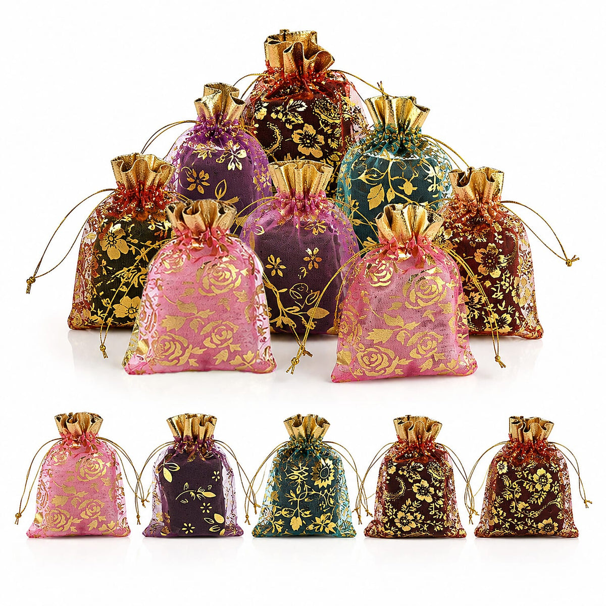 Set of 10 Multi Color Pouches