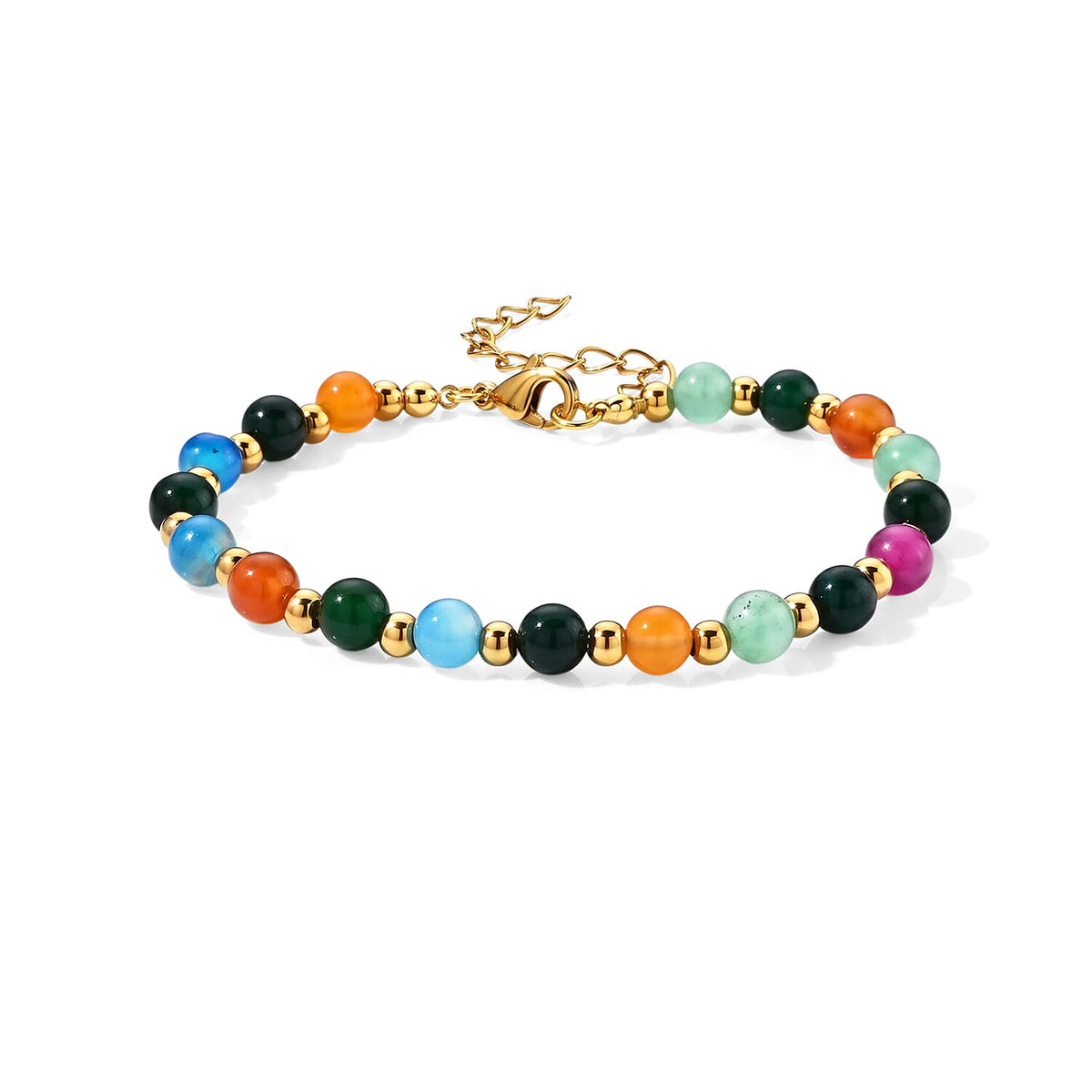 Multi Gemstone 20.00 ctw Bracelet in ION Plated YG Stainless Steel (7.50-9.50In)