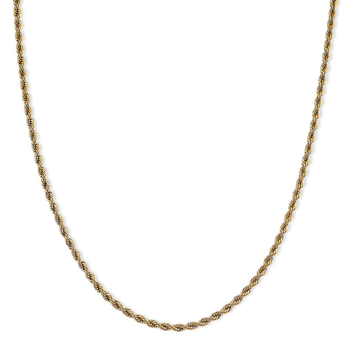 ION Plated YG Stainless Steel Twisted Rope Chain Necklace (27.50-29.50 Inches)