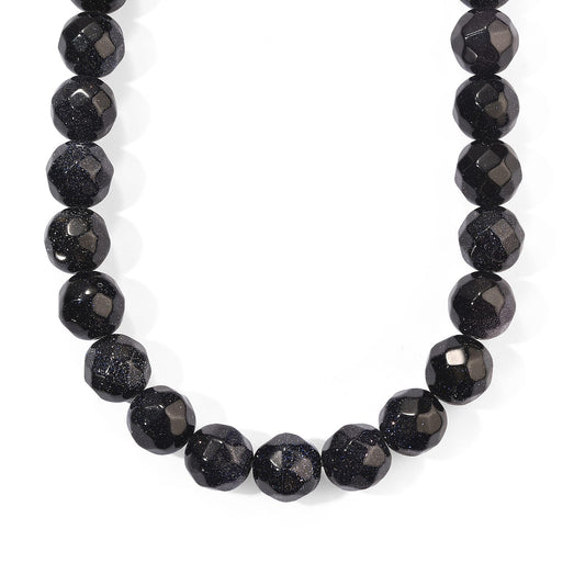 Blue Sandstone Round Beaded Necklace (16 Inches) 445.50 ctw