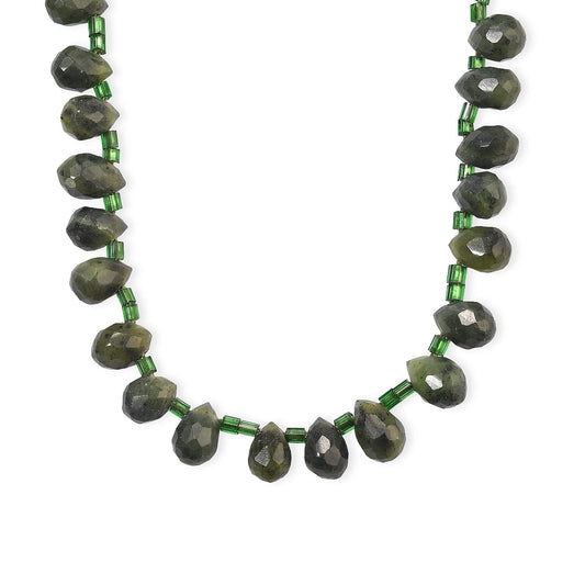 Green Jade Pear Beaded Necklace (16 Inches) 71.70 ctw