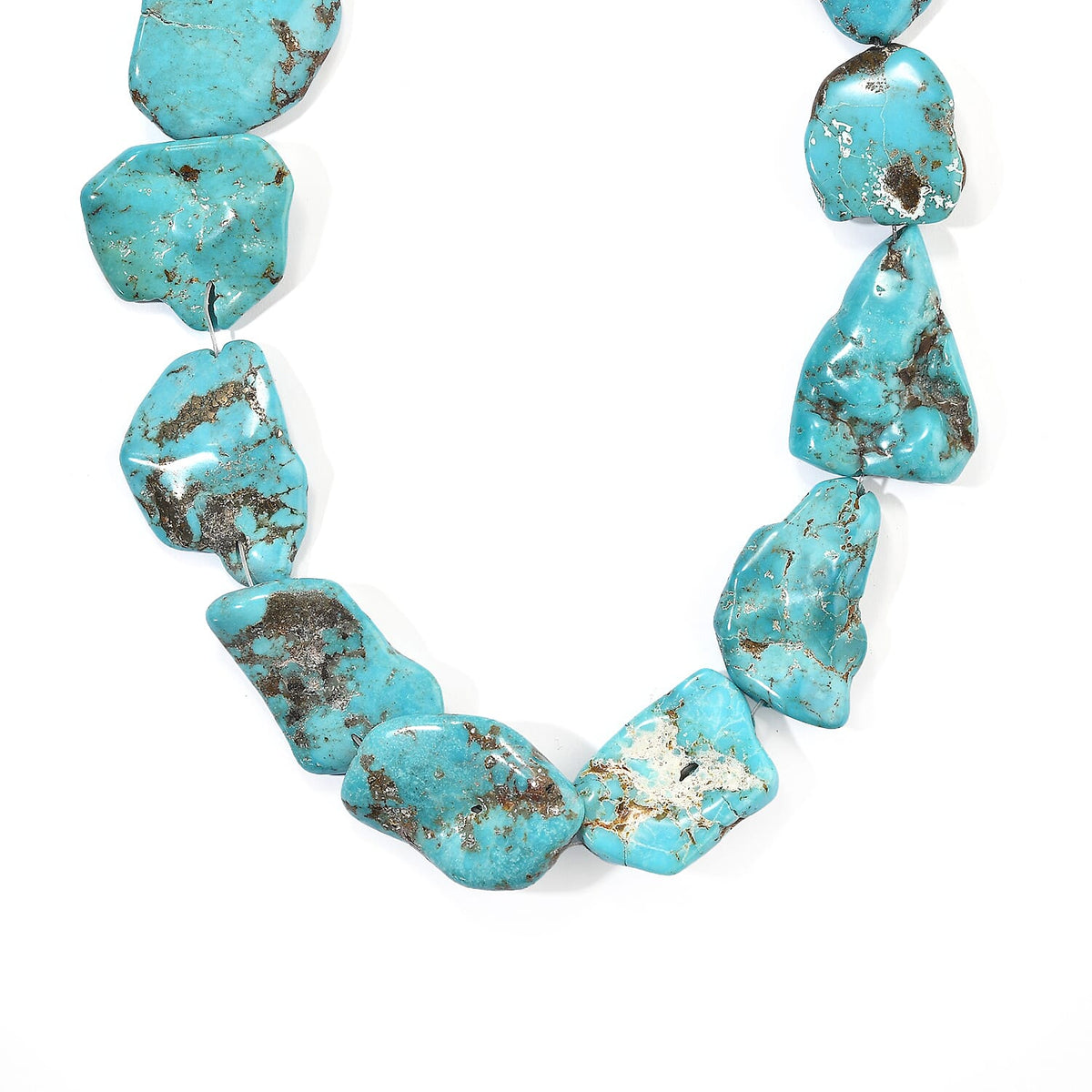 Turquoise Fancy Beaded Necklace (16 Inches) 382.50 ctw