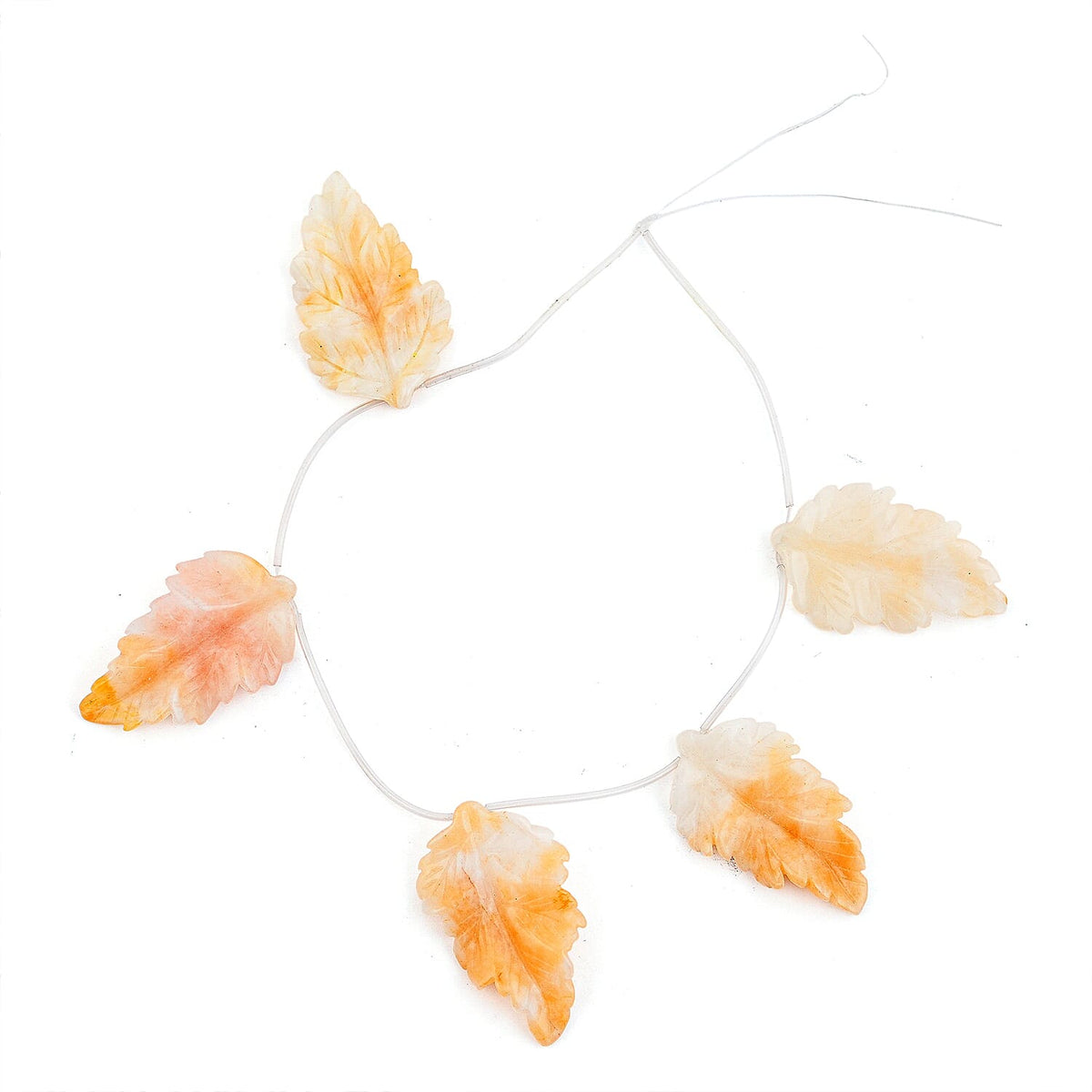 Yellow Jade Carved Leaf Necklace (16 Inches) 204.50 ctw