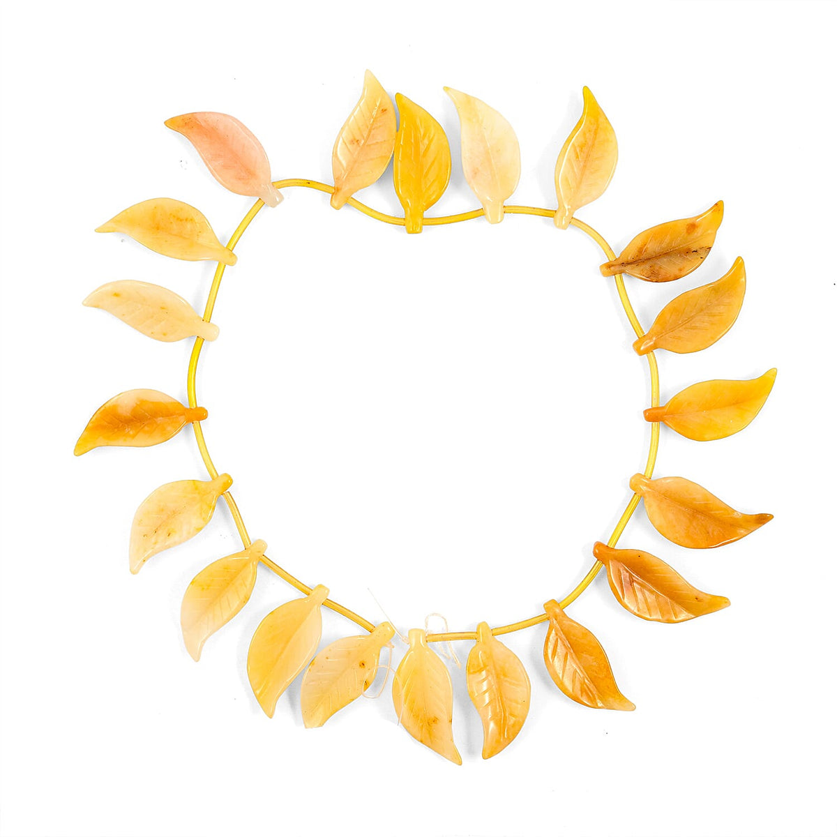 Green Jade Carved Leaf Necklace (16 Inches) 344.50 ctw.