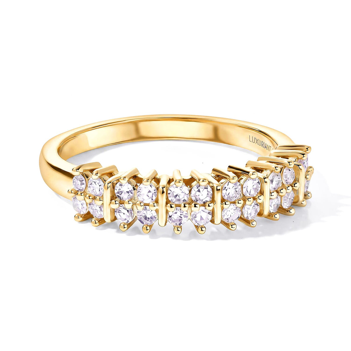 Luxuriant Lab Grown Diamond (G-H, SI) Band Ring in 18K Vermeil RG Over Sterling Silver (Size 10.0) 0.50 ctw