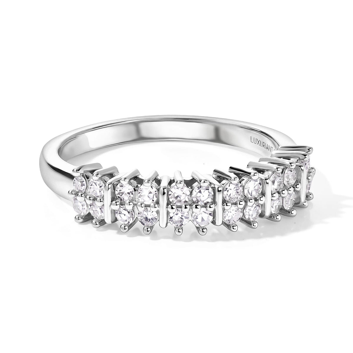 Luxuriant Lab Grown Diamond (G-H, SI) Band Ring in 18K Vermeil RG Over Sterling Silver (Size 10.0) 0.50 ctw
