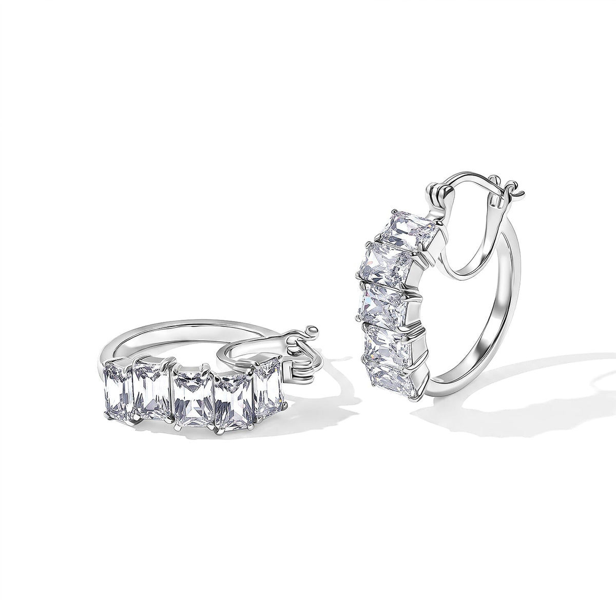 EverTrue Simulated Pink Diamond Hoop Earrings in Stainless Steel