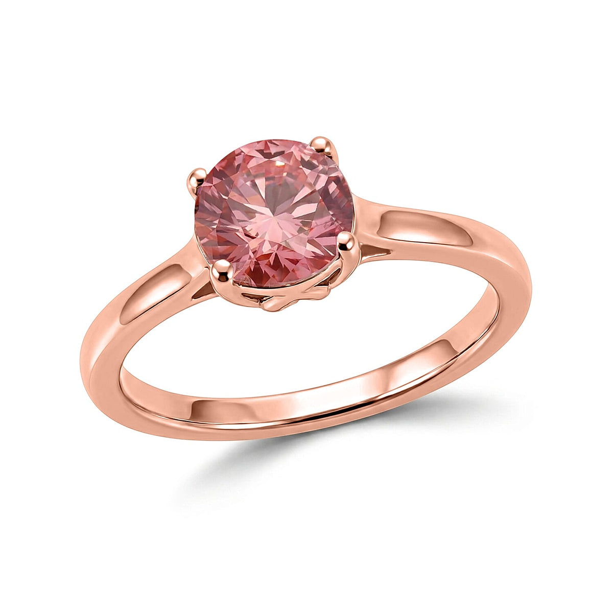 SGL Certified Luxuriant Lab Grown Pink Diamond Solitaire Ring in 18K RG Vermeil Sterling Silver (Size 6.0) 1.00 ctw