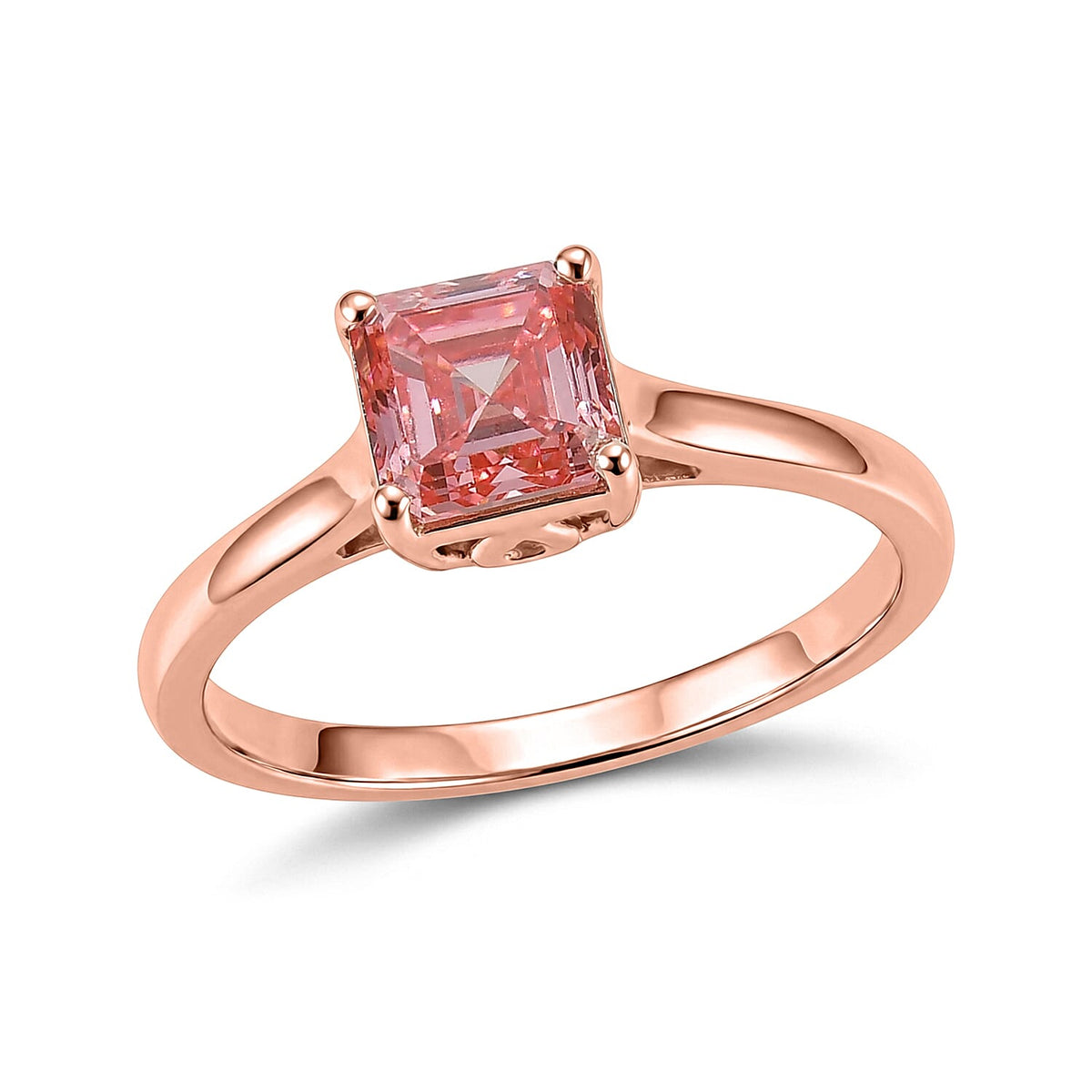 SGL Certified Luxuriant Lab Grown Pink Diamond Solitaire Ring in 18K RG Vermeil Sterling Silver (Size 6.0) 1.00 ctw
