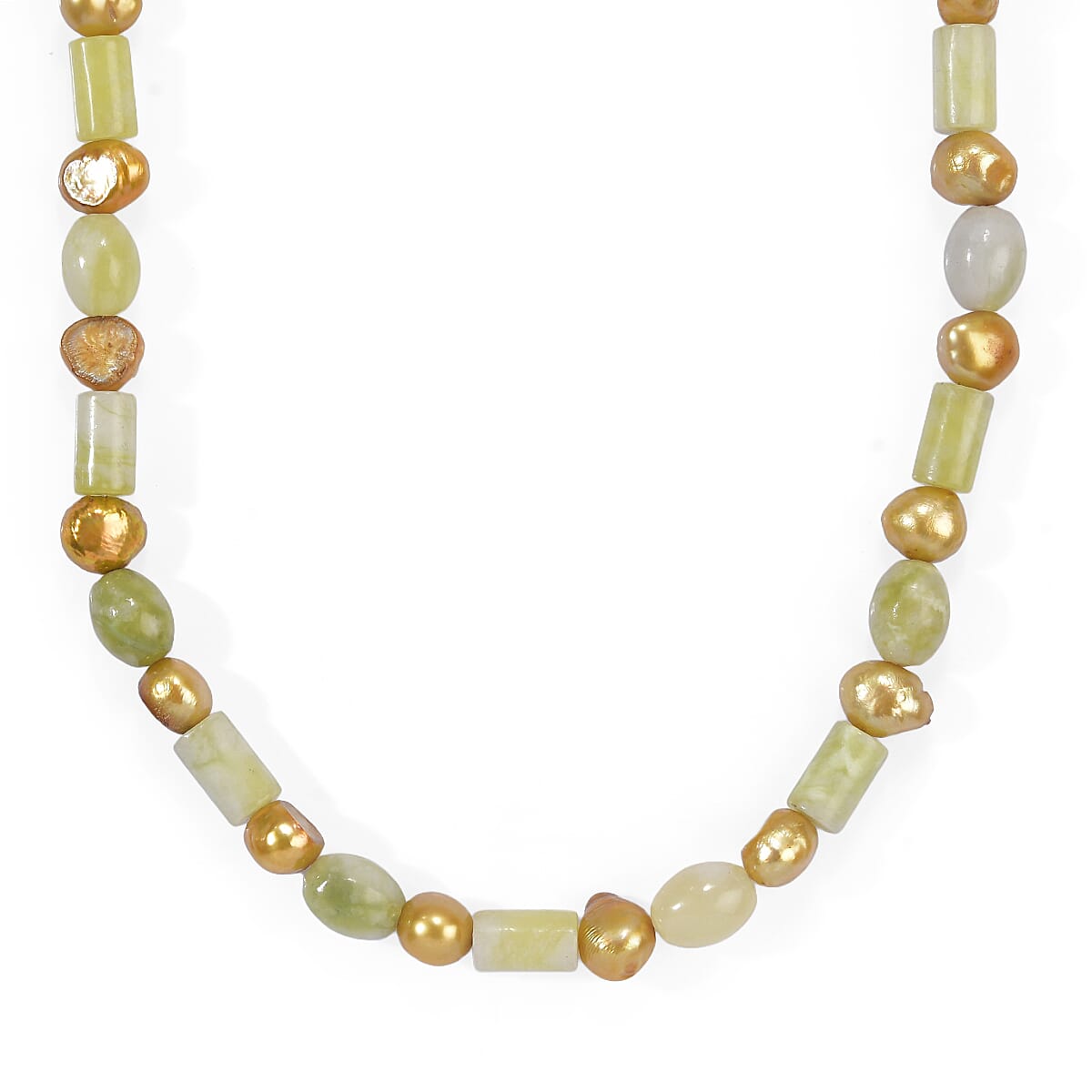 EverTrue Yellow Pearl, Serpentine Necklace (18 Inches) in Platinum Bond 110.00 ctw
