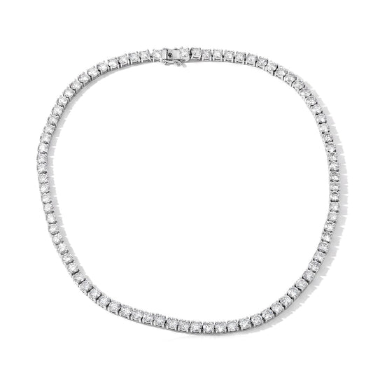 D''Joy Certified Moissanite (D, VS) Necklace (18 Inches) in Rhodium Over Sterling Silver 37.70 ctw