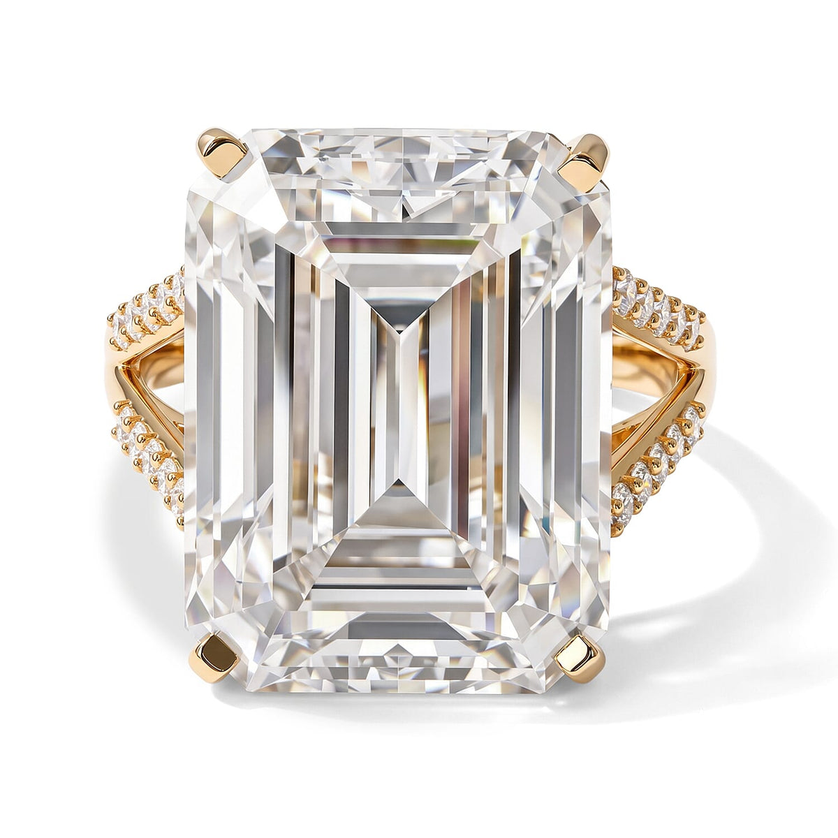 D'Joy Certified Moissanite (Oct) Ring in Rhodium Over Sterling Silver (Size 10.0) 24.50 ctw