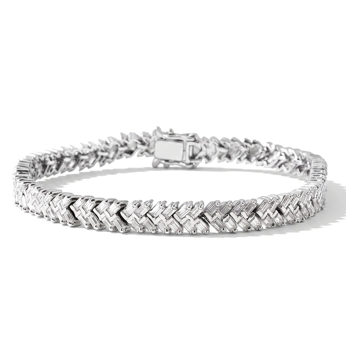 D''Joy Moissanite Bracelet in Rhodium Over Sterling Silver 1.15 (7.25 In) 7.00 ctwSTT  925 Silver  MI01  Bracelet