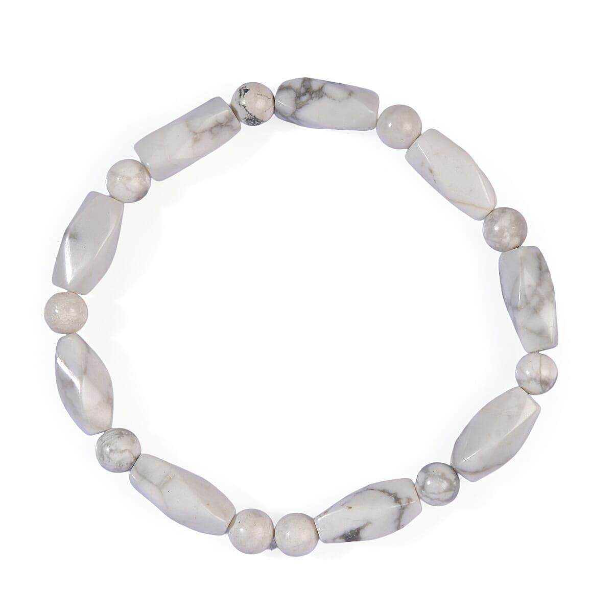 White Howlite Beaded Stretch Bracelet 80.00 ctw