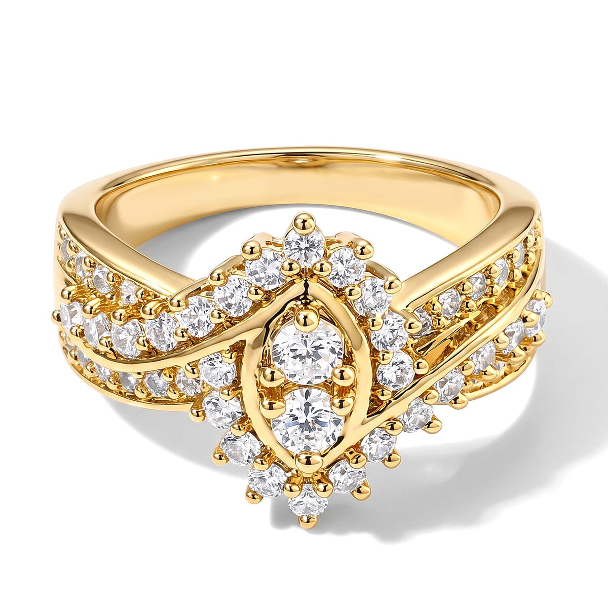 EverTrue Simulated Diamond Marquise Cluster Ring in Silvertone (Size 10) 0.60 ctw