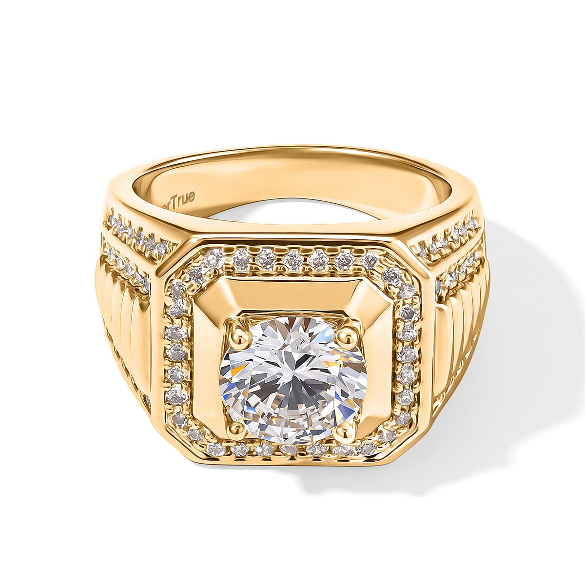EverTrue Simulated Diamond Signet Ring in Silvertone (Size 10.0) 0.70 ctw