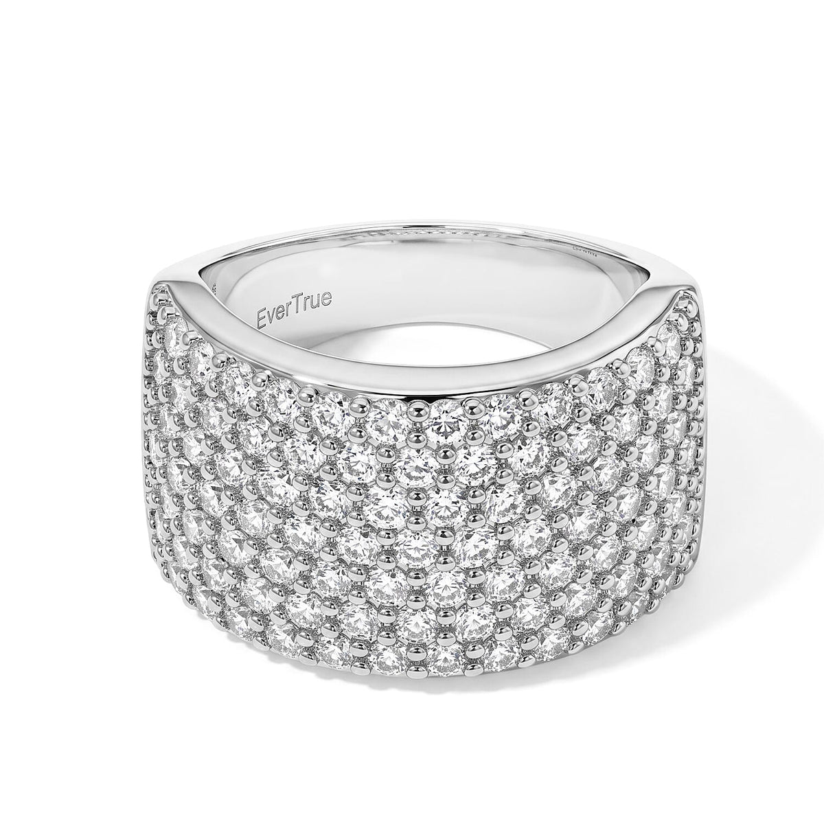 EverTrue Simulated Diamond Dome Ring in Silvertone (Size 10.0) 2.20 ctw