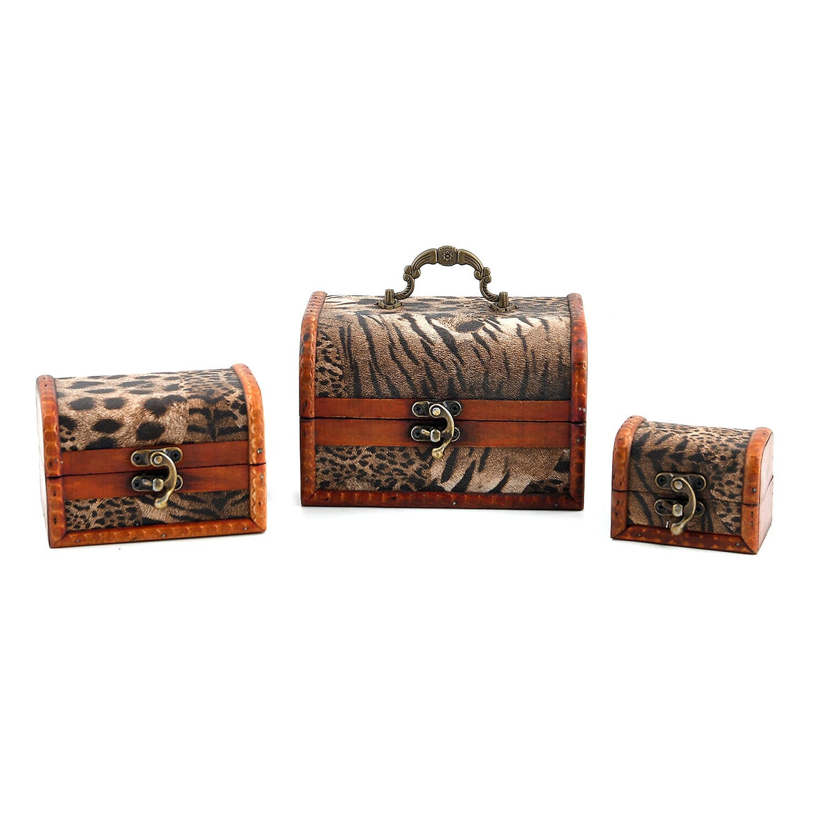 Livmore Green Flower Embossed Set of 3 Treasure Box