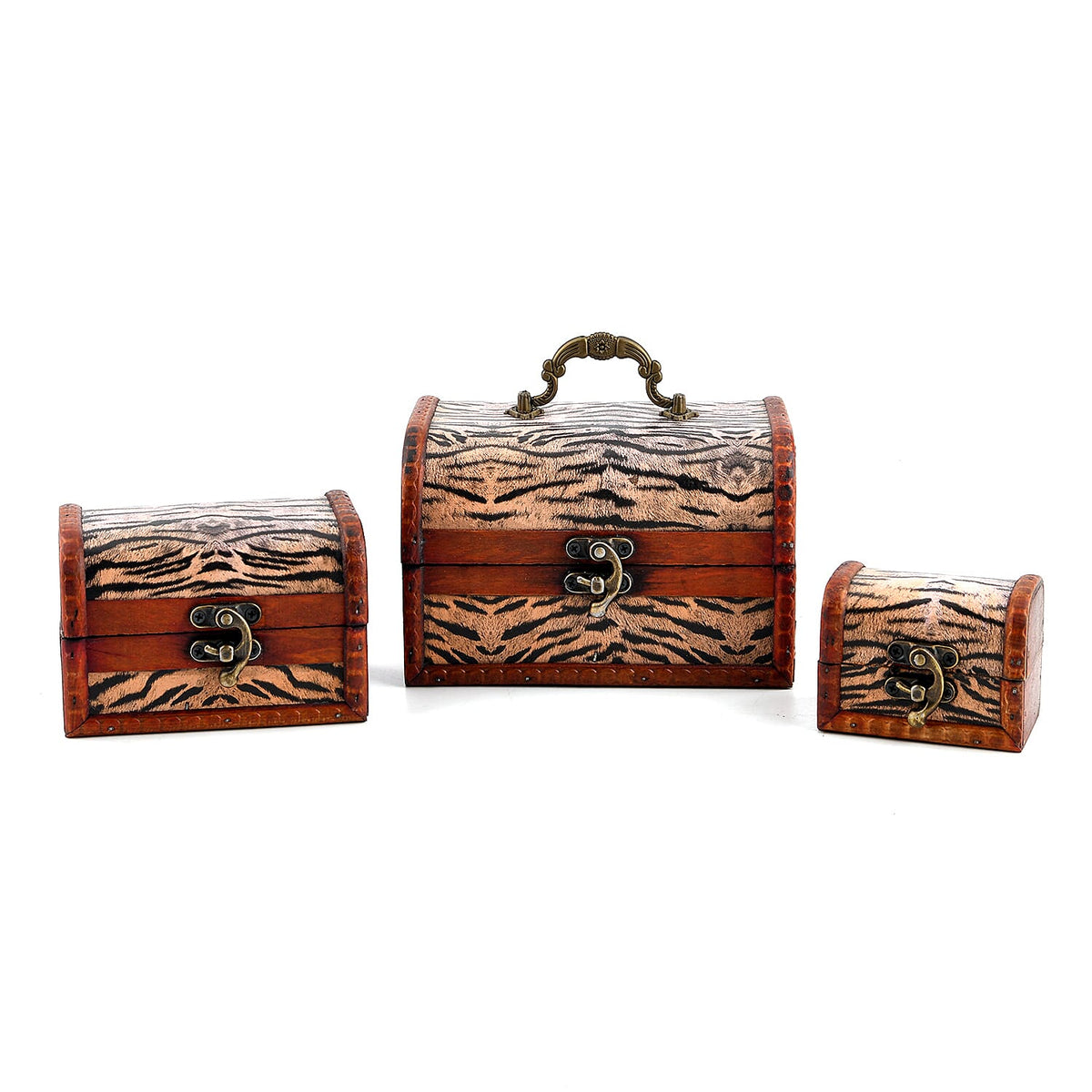 Livmore Green Flower Embossed Set of 3 Treasure Box