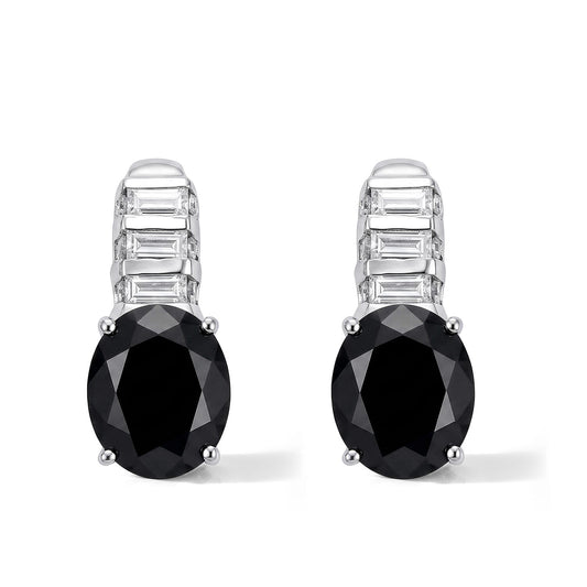 EverTrue Thai Black Spinel, Moissanite Earrings in Platinum Bond 13.25 ctw