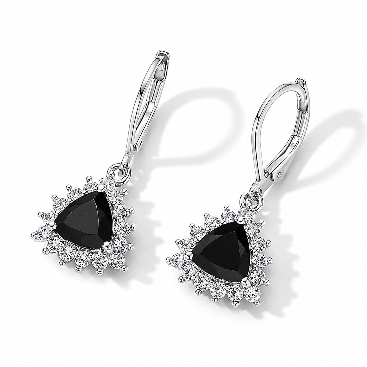 EverTrue Thai Black Spinel and White Zircon 4.00 ctw Earrings in Platinum Bond