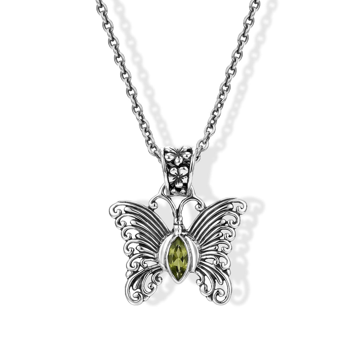 D''Joy Bali Legacy Hebei Peridot 0.60 ctw Butterfly Pendant without Chain in Sterling Silver
