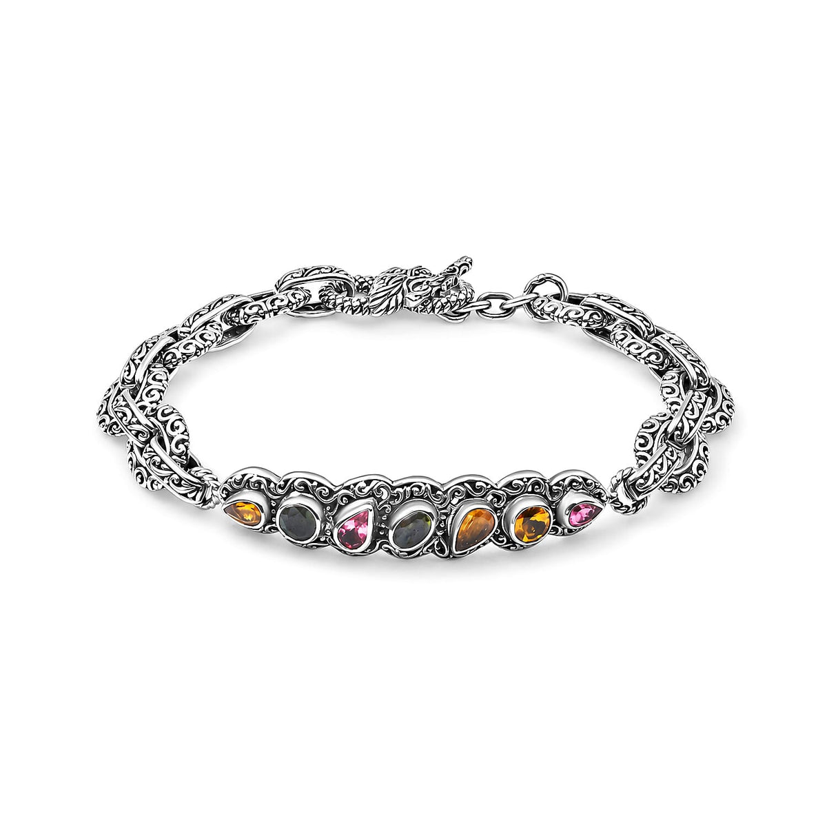 D''Joy Bali Legacy Multi-Tourmaline Bracelet in Sterling Silver (6.50 In) 2.50 ctw