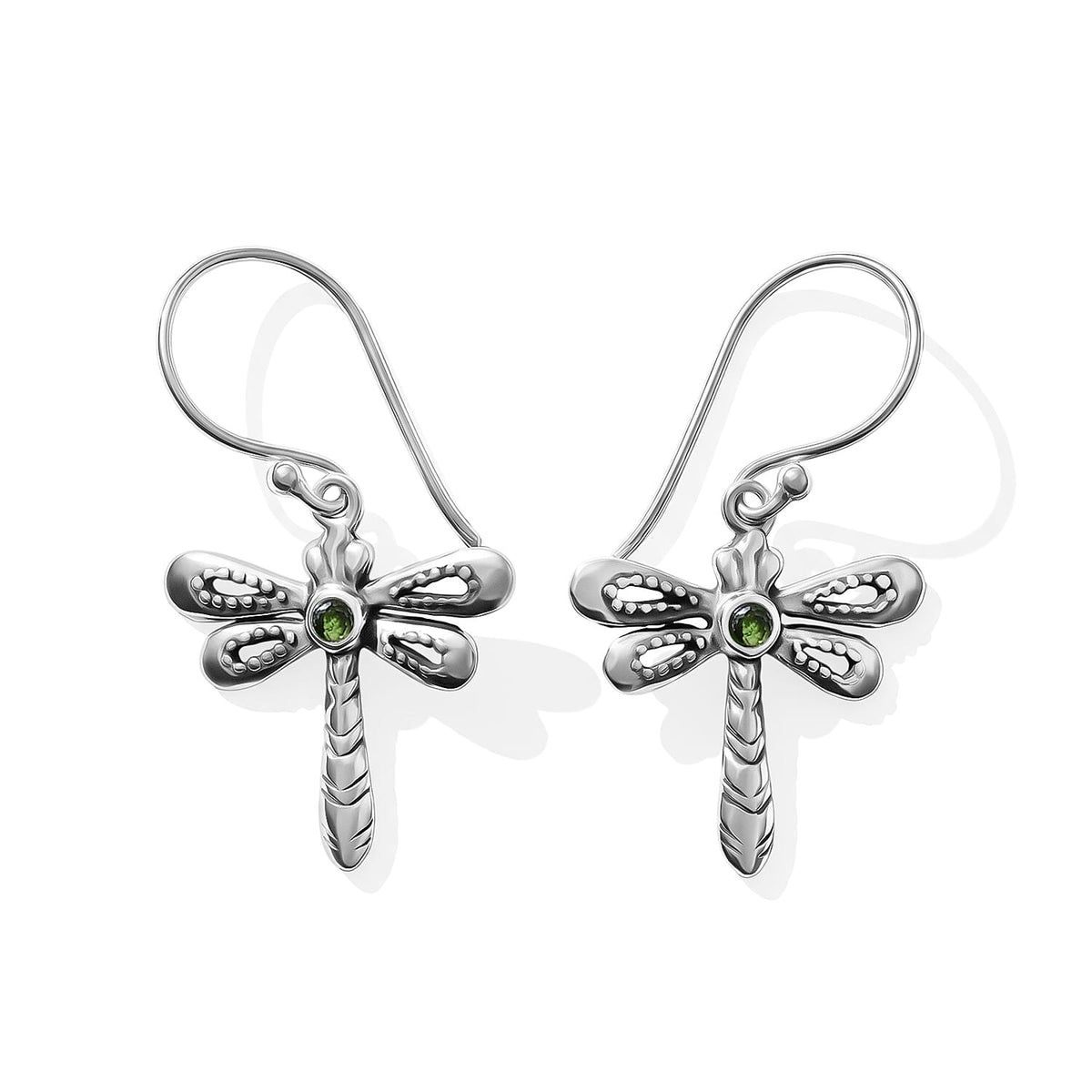 D''Joy Bali Legacy Chrome Diopside 0.10 ctw Dragonfly Earrings in Sterling Silver
