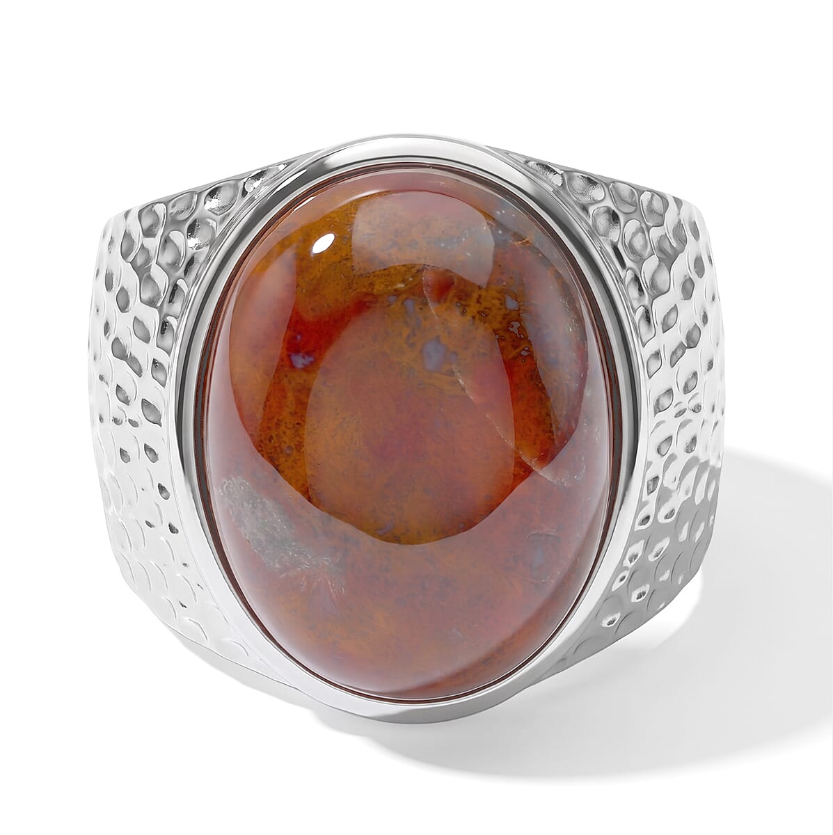 EverTrue Crazy Lace Agate 15.15 ctw Ring in Stainless Steel (Size 10.0)