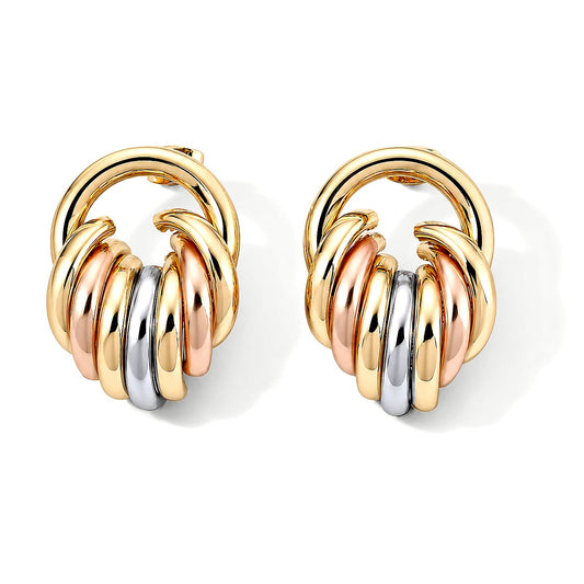 Enameled Multi Row Hoop Earrings in Goldtone