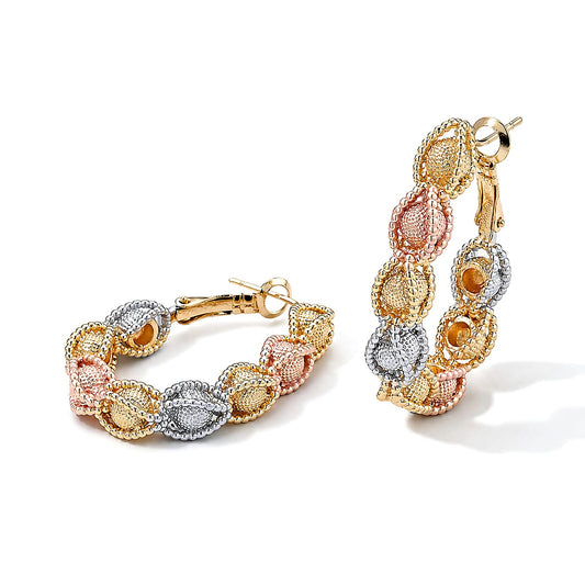 Multi Color Enameled Hoop Earrings in Goldtone