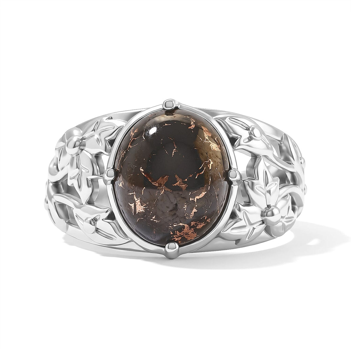 EverTrue Silver Shungite Matrix 3.50 ctw Solitaire Ring in Stainless Steel (Size 10.0)