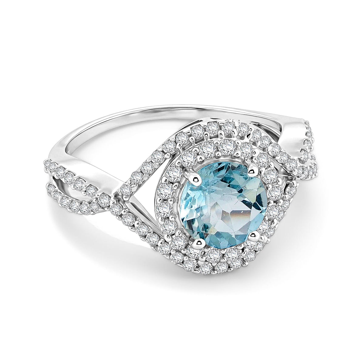 Blue Sapphire, Simulated Diamond Ring in Sterling Silver (Size 7.0) 2.60 ctw