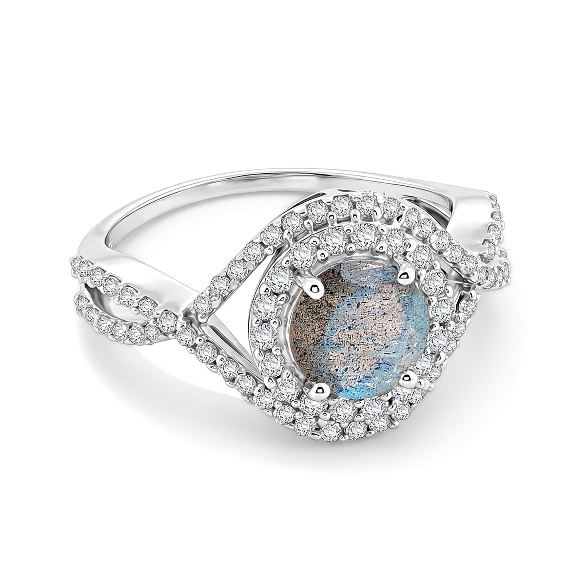 Blue Sapphire, Simulated Diamond Ring in Sterling Silver (Size 7.0) 2.60 ctw