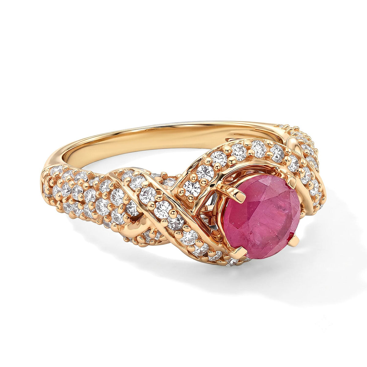 Ruby, Simulated Diamond Ring in Sterling Silver (Size 7.0) 1.62 ctw