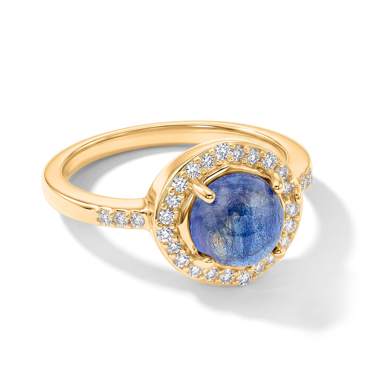 Glass, Simulated Diamond Ring in 14K YG Over Sterling Silver (Size 6.5) 0.23 ctw