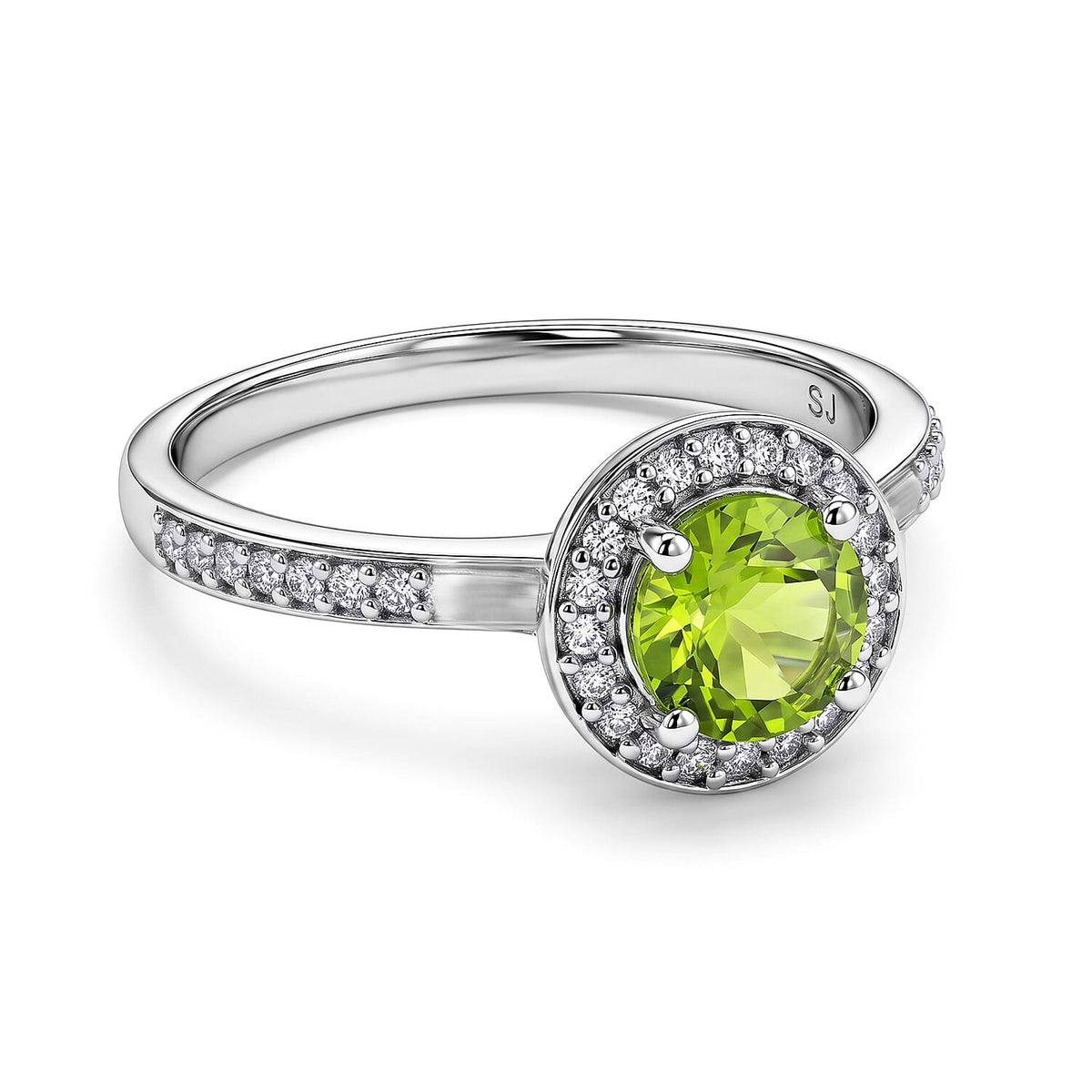 Hebei Peridot, Simulated Diamond Ring in Sterling Silver (Size 6.5) 0.87 ctw