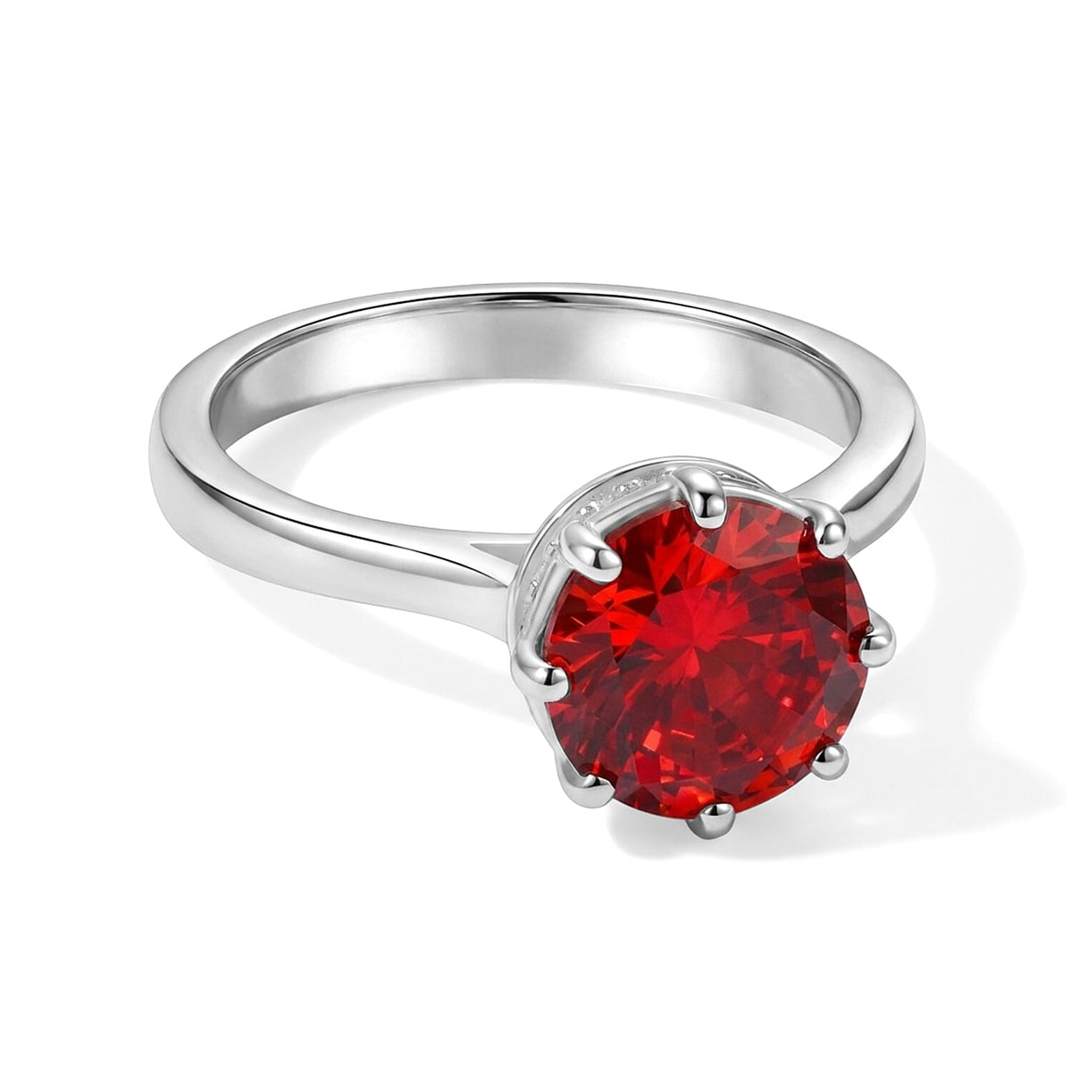 EverTrue Simulated Amethyst Color Diamond Solitaire Ring in Stainless Steel (Size 10.0)