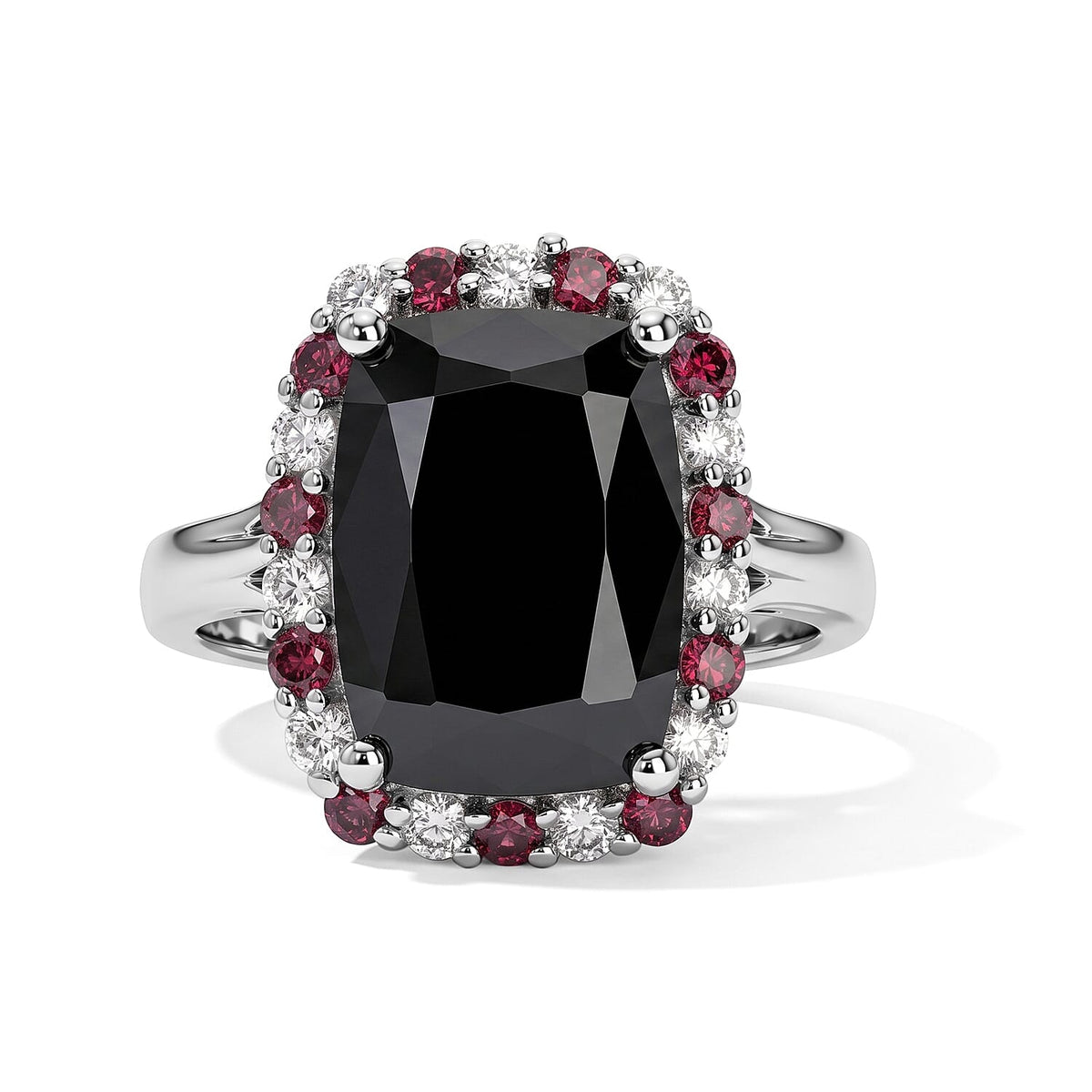 EverTrue Thai Black Spinel and Multi Gemstone 9.30 ctw Ring in Platinum Bond (Size 10.0)