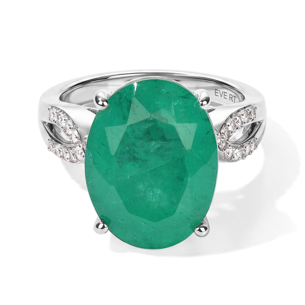 EverTrue Emeraldine Triplet Quartz, White Zircon Ring in Platinum Bond (Size 10.0) 9.85 ctw