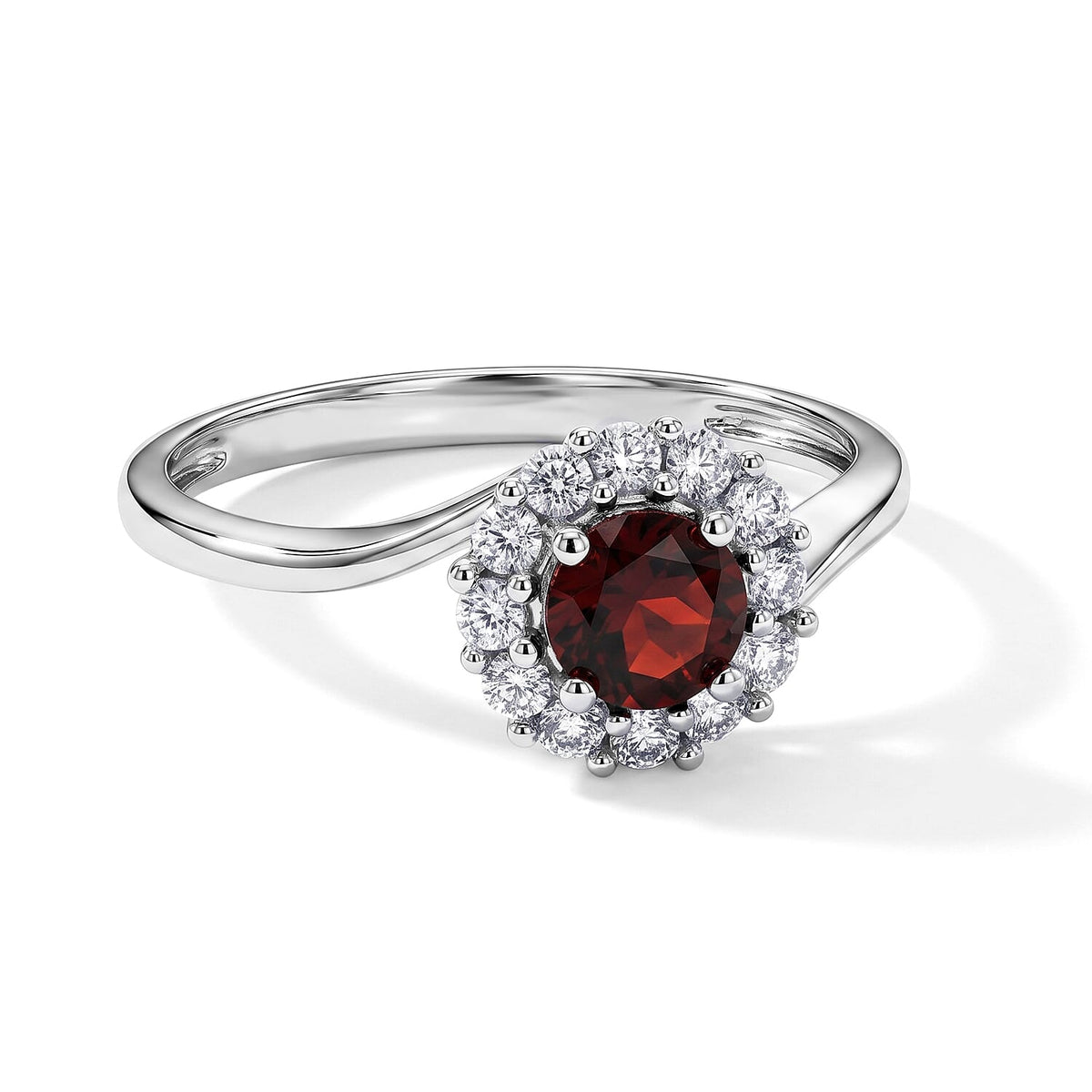 Mozambique Garnet, Simulated Diamond Ring in Sterling Silver (Size 8.0) 1.01 ctw
