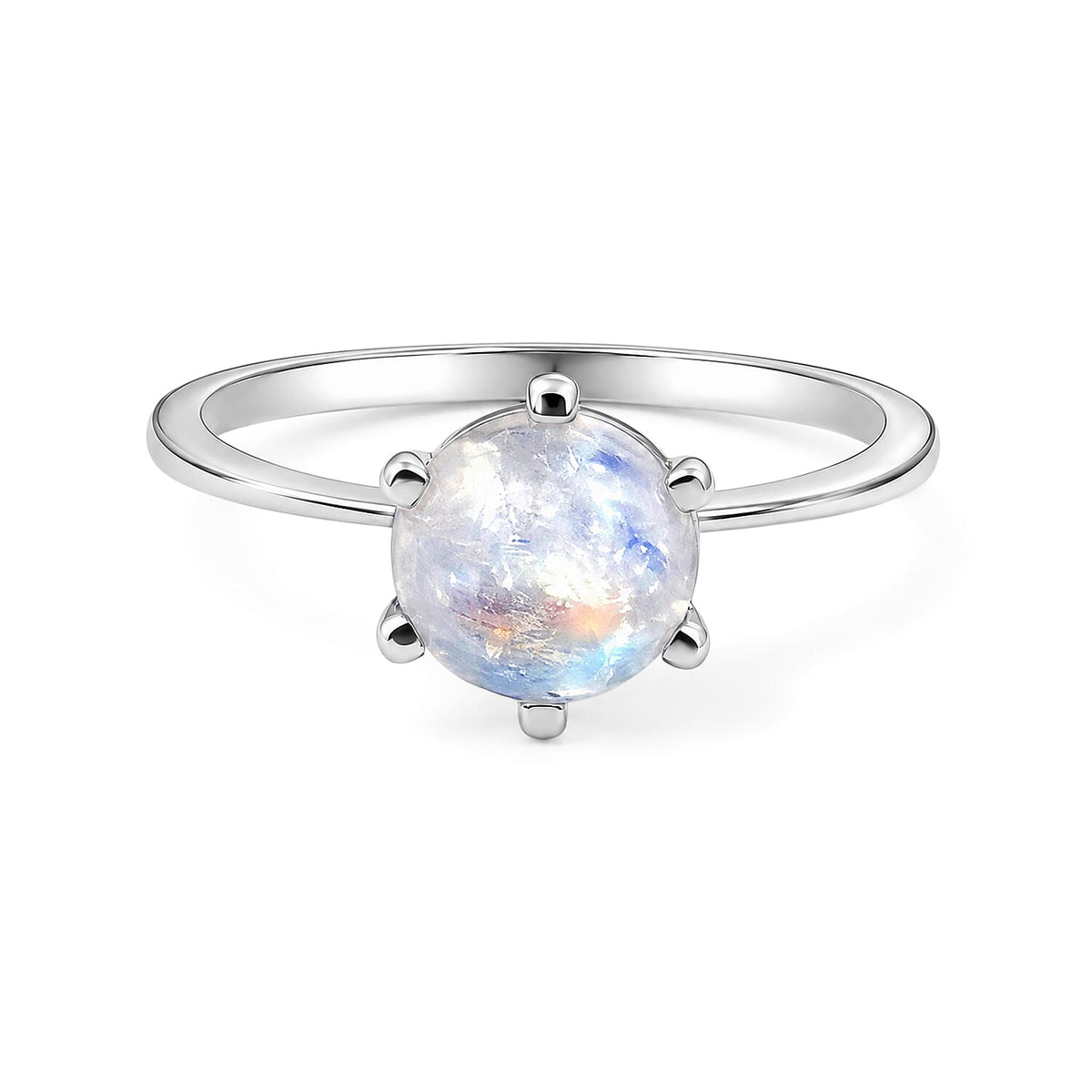 White Moonstone Solitaire Ring in Sterling Silver (Size 7.0) 1.70 ctw