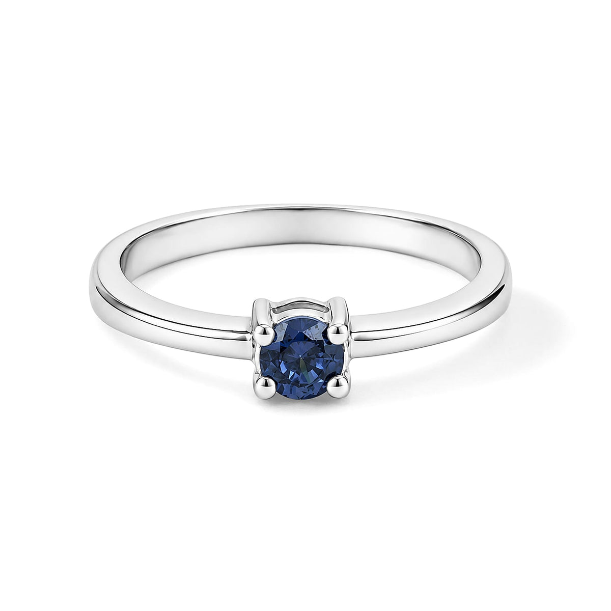 Simulated Blue Diamond Solitaire Ring in Sterling Silver(Size 6.5) 0.40 ctw