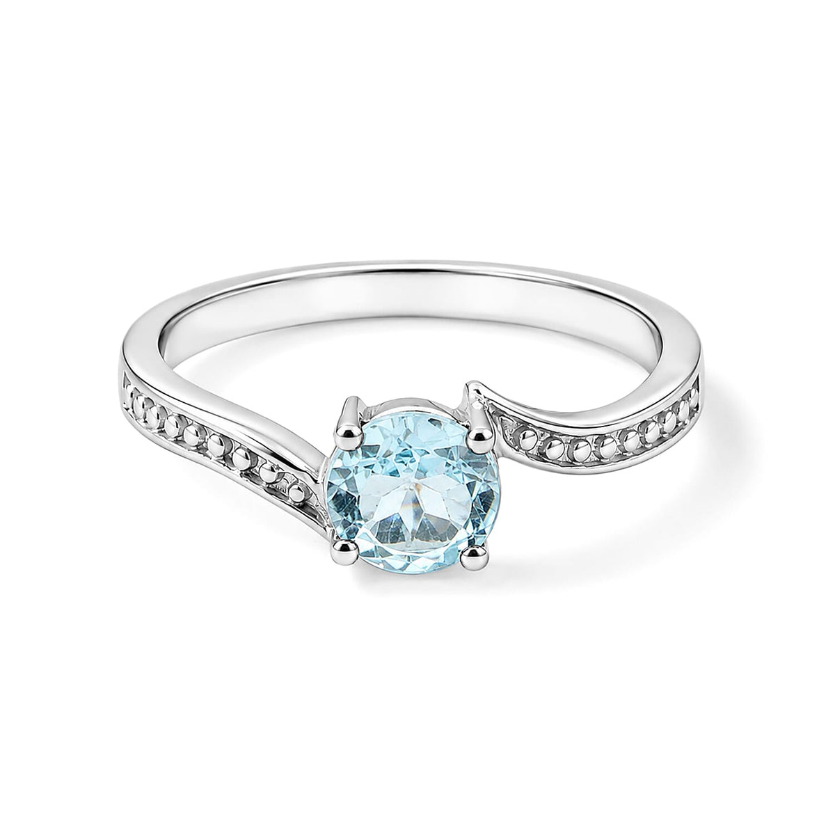 Simulated Blue Diamond Solitaire Ring in Sterling Silver (Size 7.0) 1.40 ctw