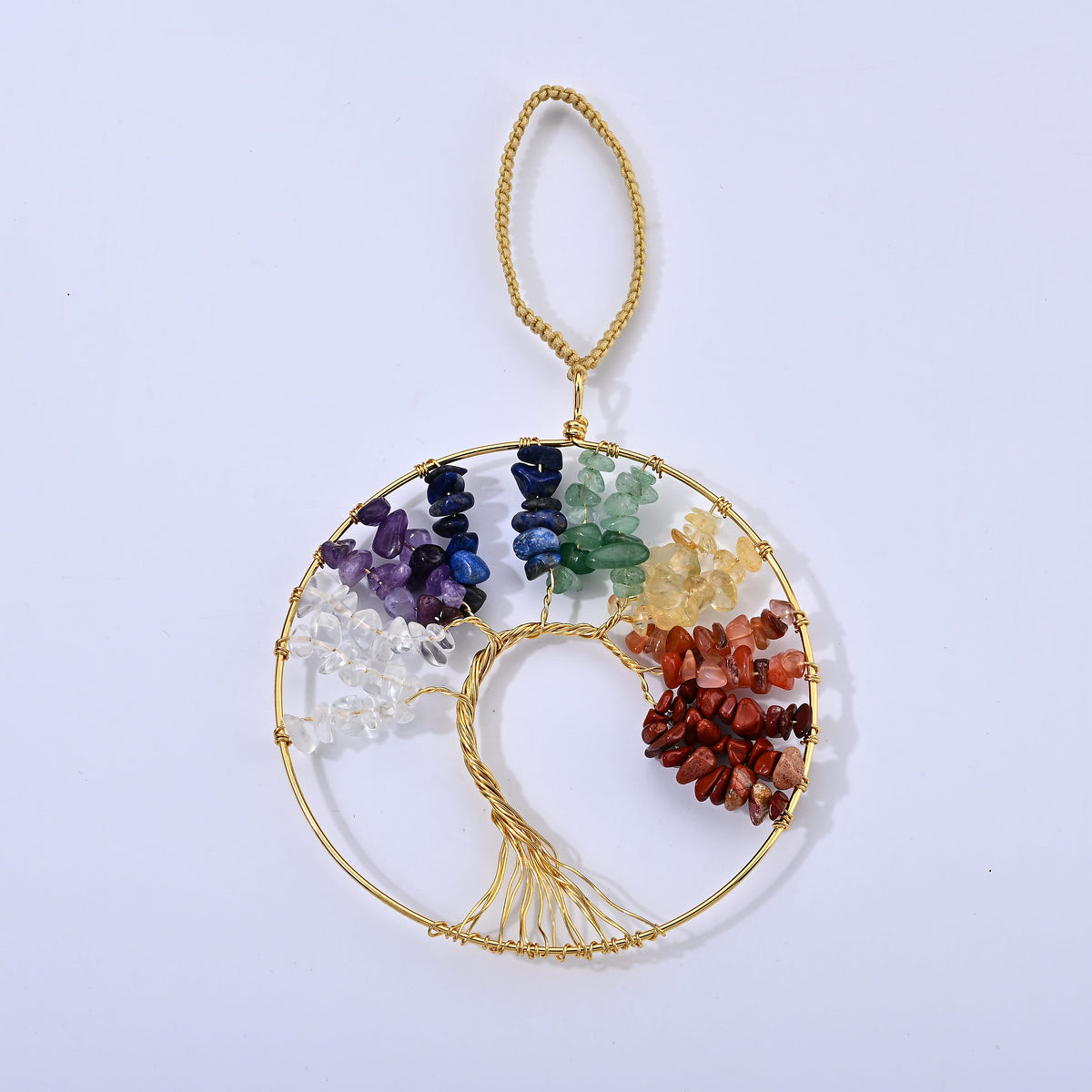 Multi Gemstone 150.00 ctw Life Tree Charms in Goldtone