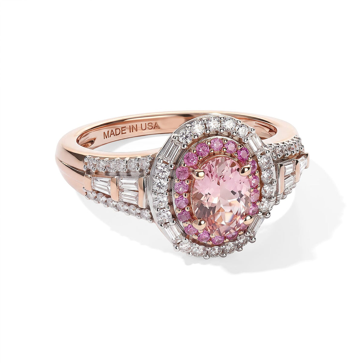 D''Joy Premium Blush Tourmaline, Multi Gemstone Ring in 18K Vermeil RG Over Sterling Silver (Size 6.0) 1.75 ctw