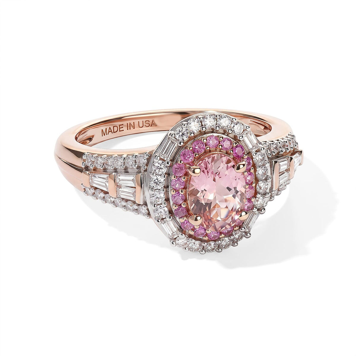 D''Joy Premium Blush Tourmaline, Multi Gemstone Ring in 18K Vermeil RG Over Sterling Silver (Size 6.0) 1.75 ctw