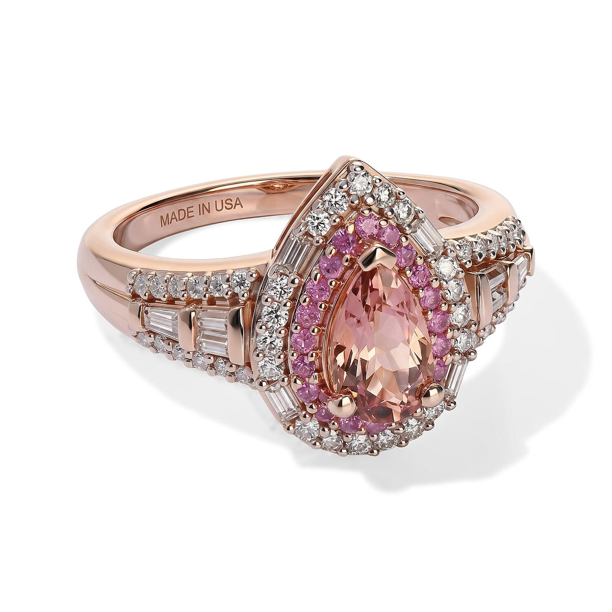 D''Joy Premium Blush Tourmaline, Multi Gemstone Ring in 18K Vermeil RG Over Sterling Silver (Size 6.0) 1.75 ctw